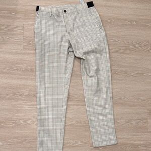 Zara Men's Checkered Pants in Cream and Black